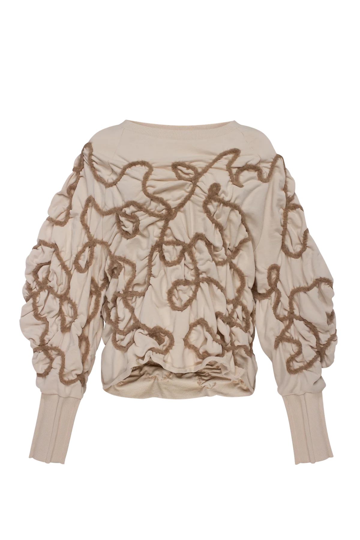 Beige sweatshirt with decorative detailing in beige yarn