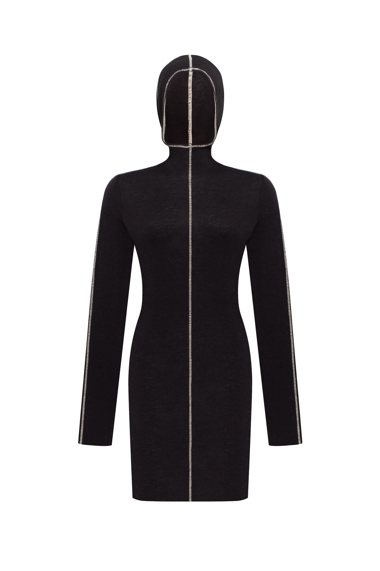 Black long-sleeve top with a hood