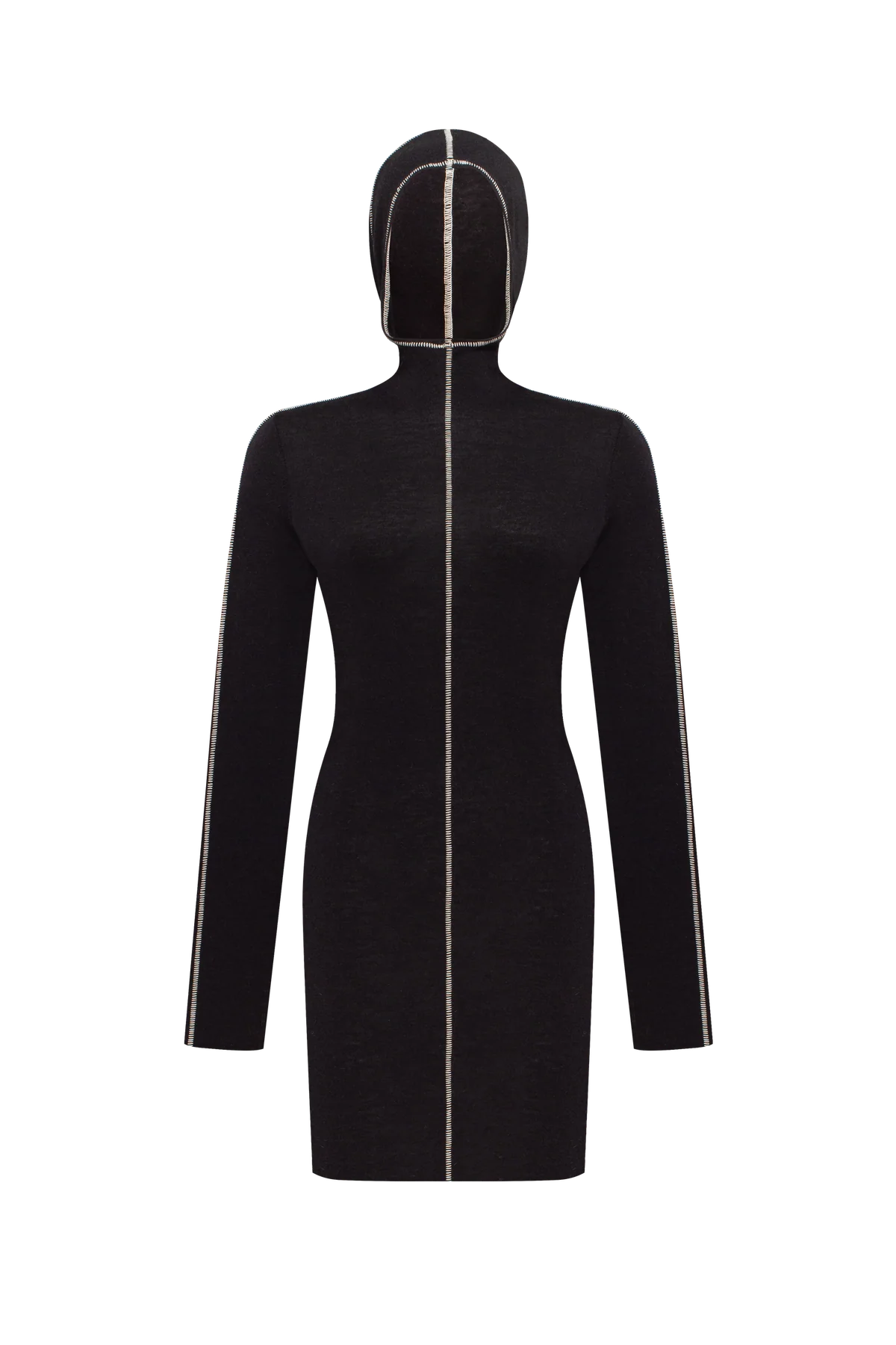 Black long-sleeve top with a hood view 1