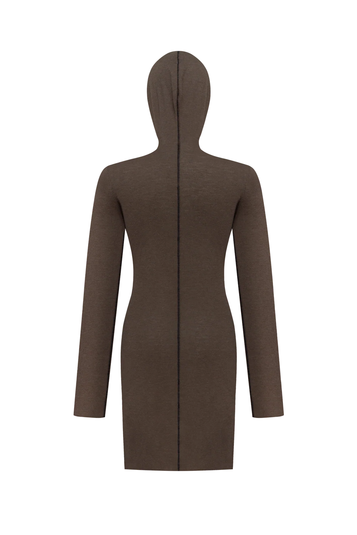 Chocolate-coloured long-sleeve top with a hood view 2