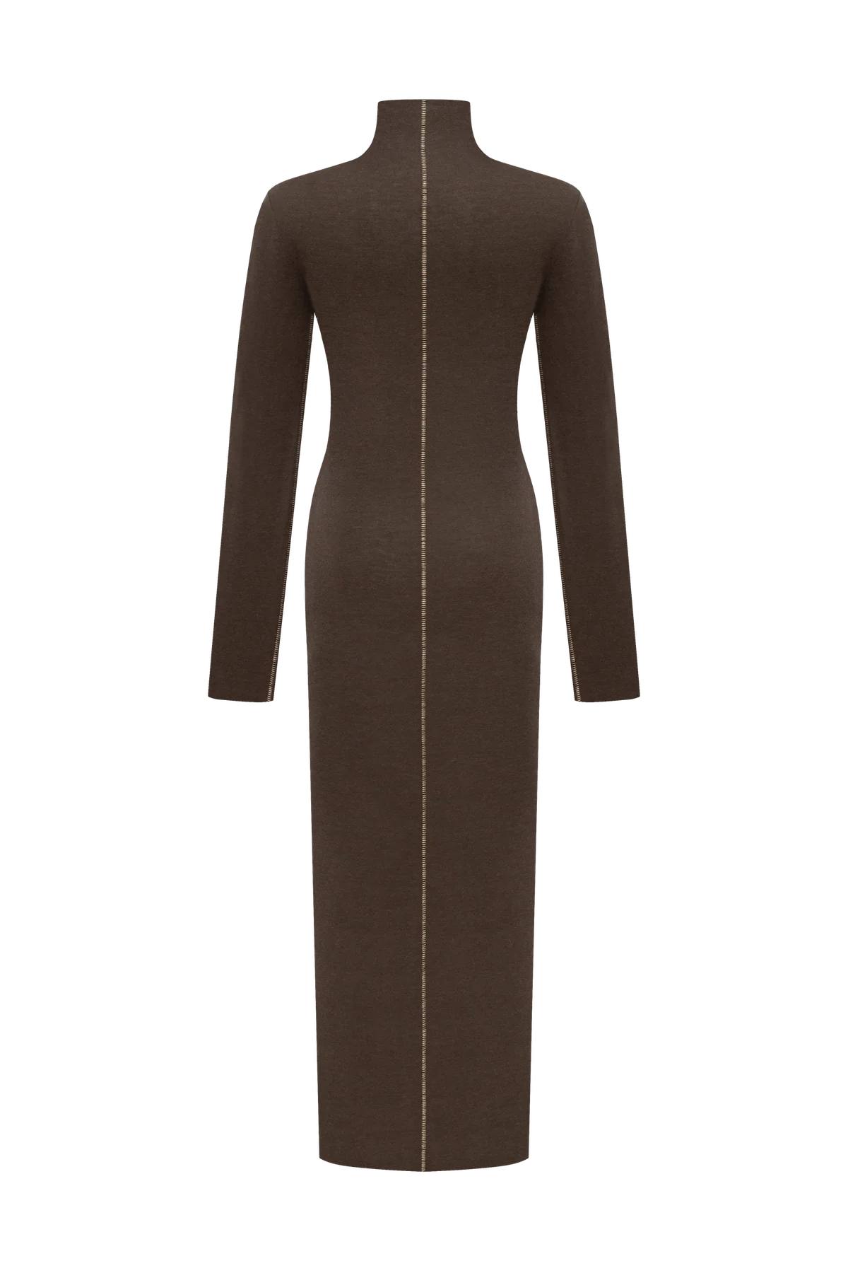 Dark brown long sleeve maxi dress view 2