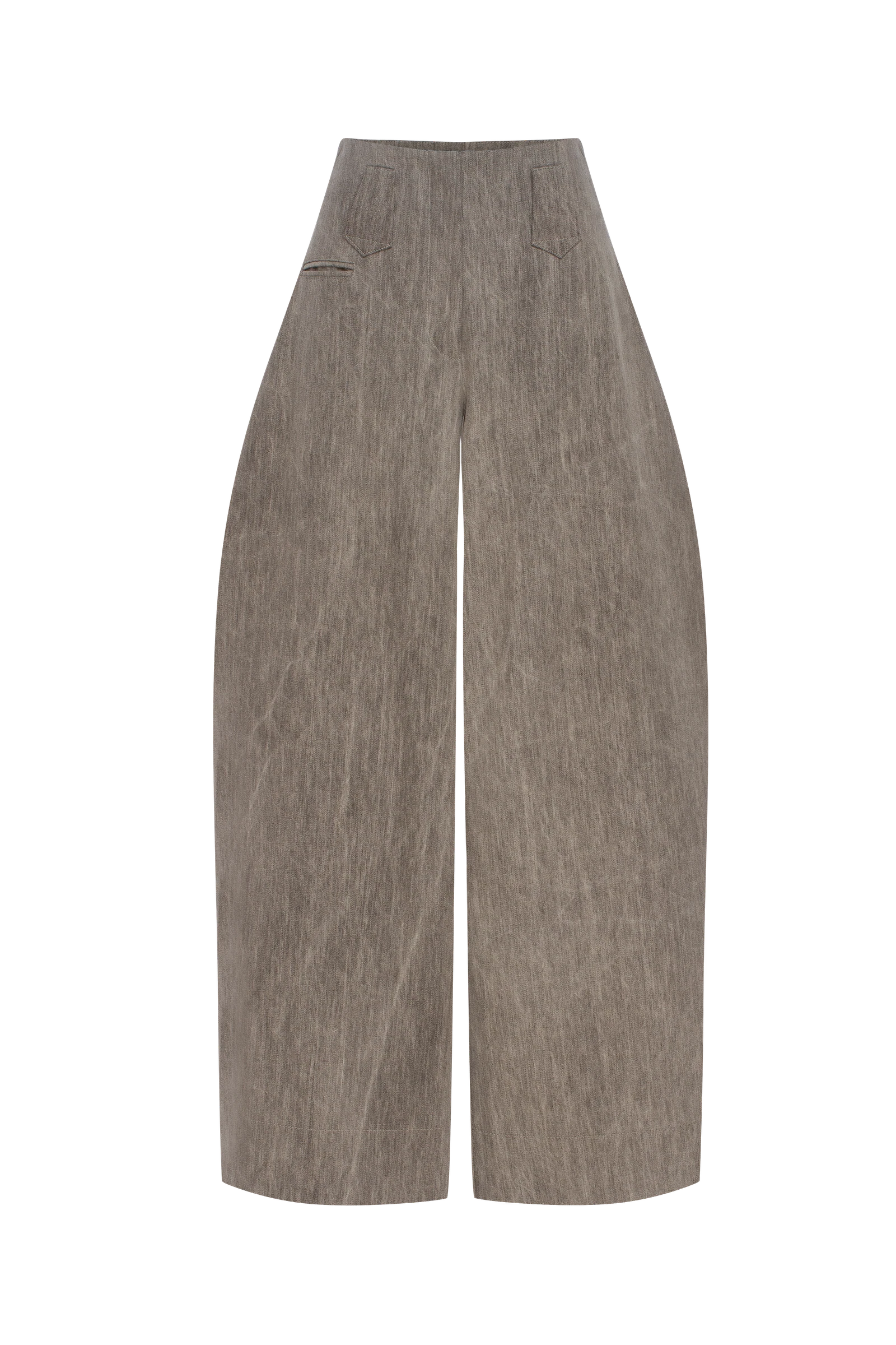 Grey Wide-Leg Denim Trousers