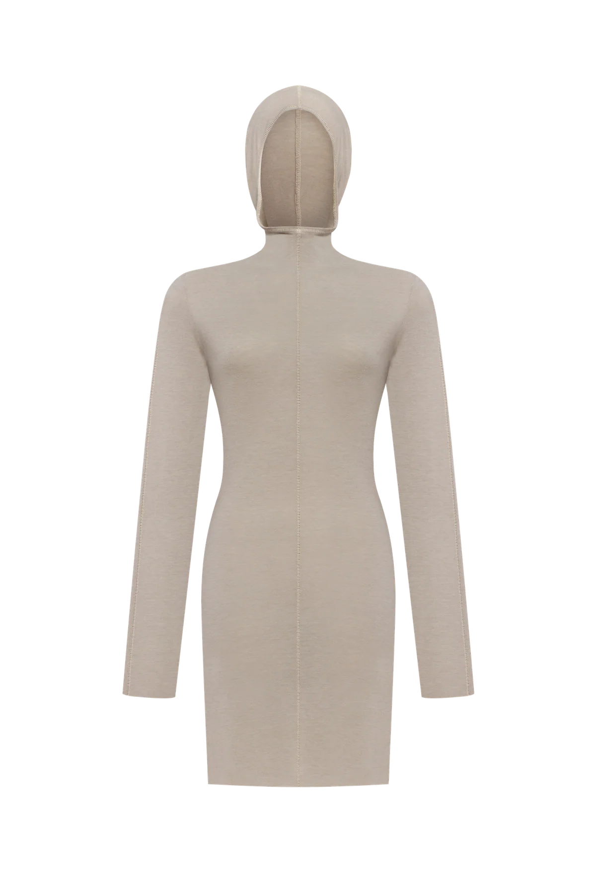 Light beige long-sleeve top with a hood view 1