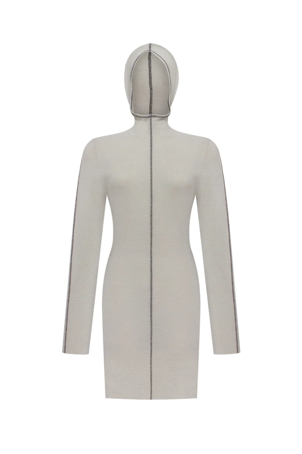 Light grey long-sleeve top with a hood view 1