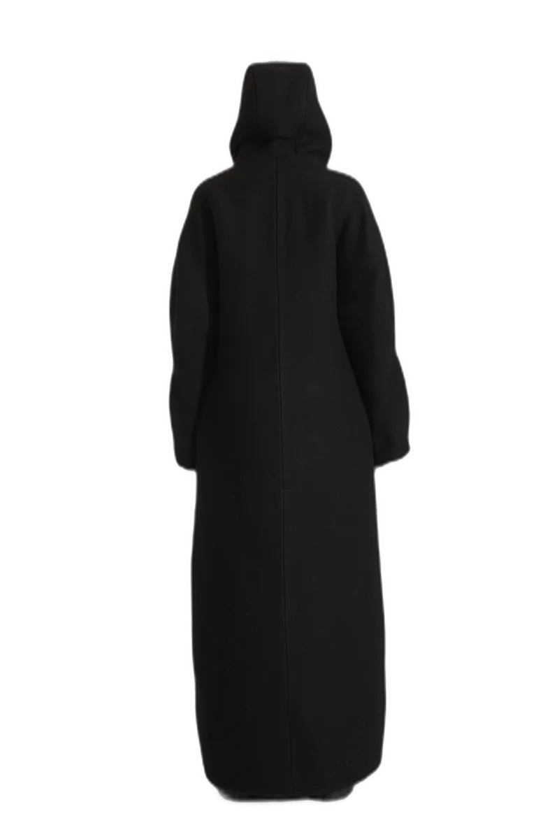Black Long Hooded Coat view 3